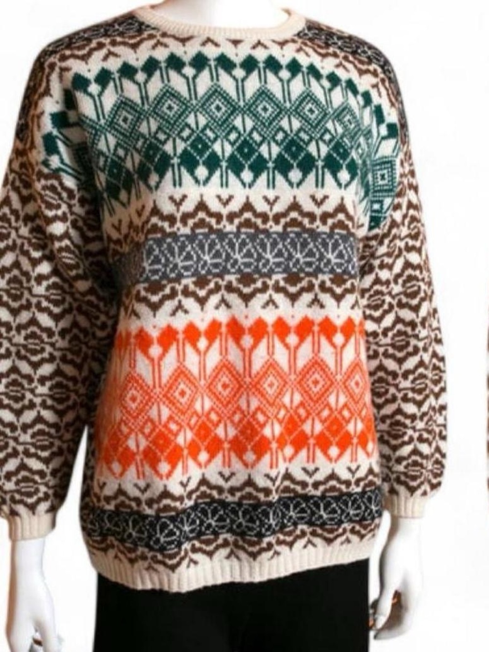 Benetton 80s vintage nordic sweater 7/8 length sleeves
